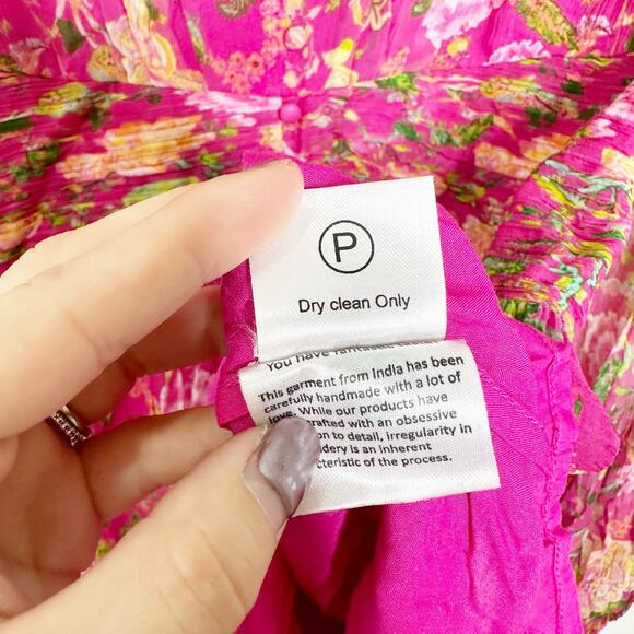 Rococo Sand Womens Chloe Dress Ruffle Hem Long Sleeve Floral Fuchsia Pink XL - Picture 10 of 10